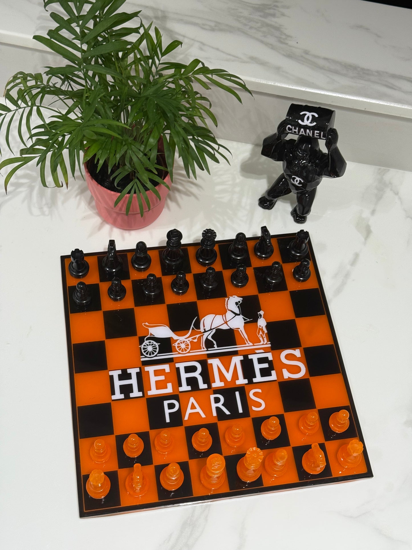 Chess Board Set Hermes Game Orange and black