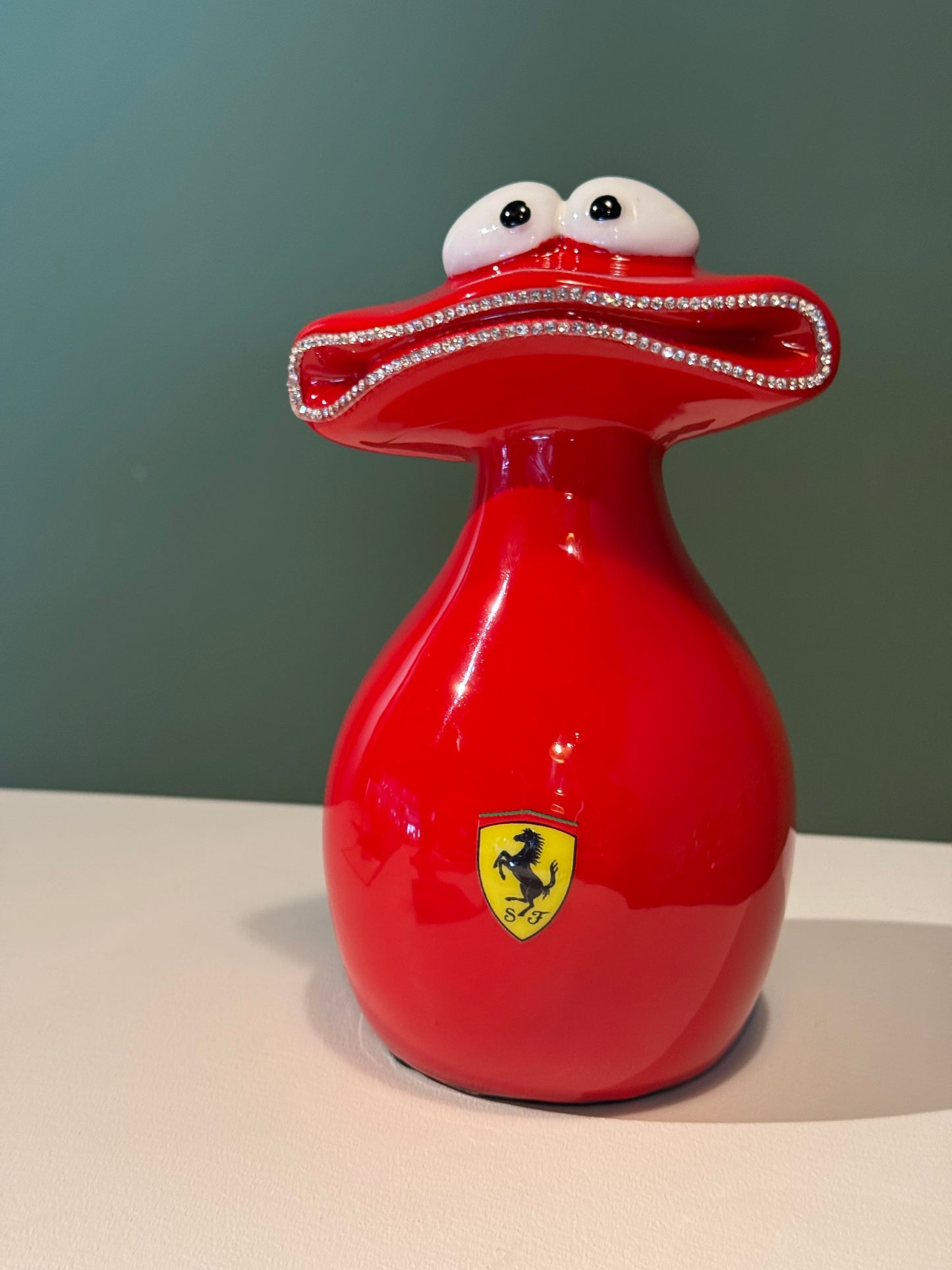 Luxury Red Motorsport Frog Sculpture Supercar Inspired Collectible Art