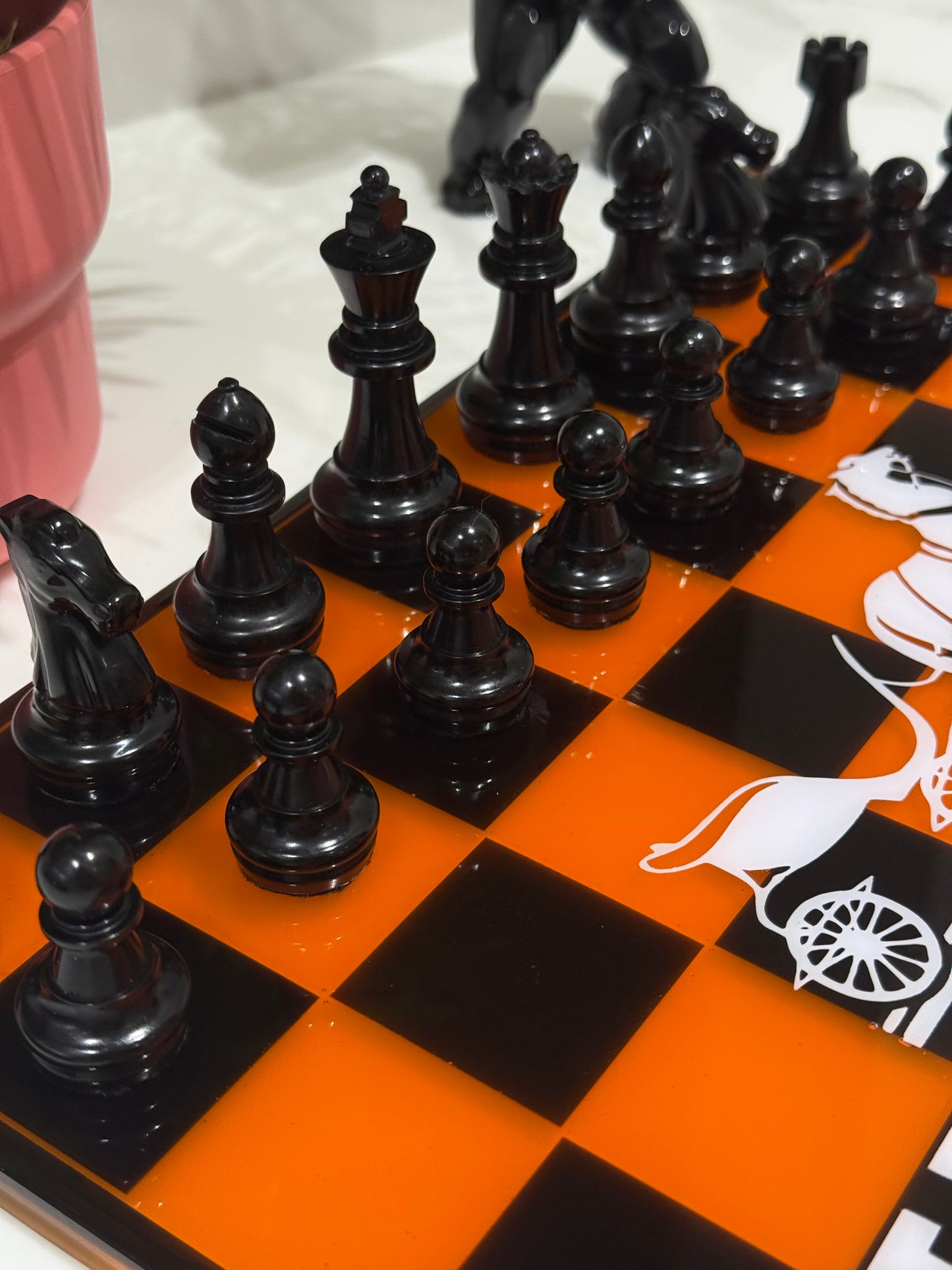 Chess Board Set Hermes Game Orange and black