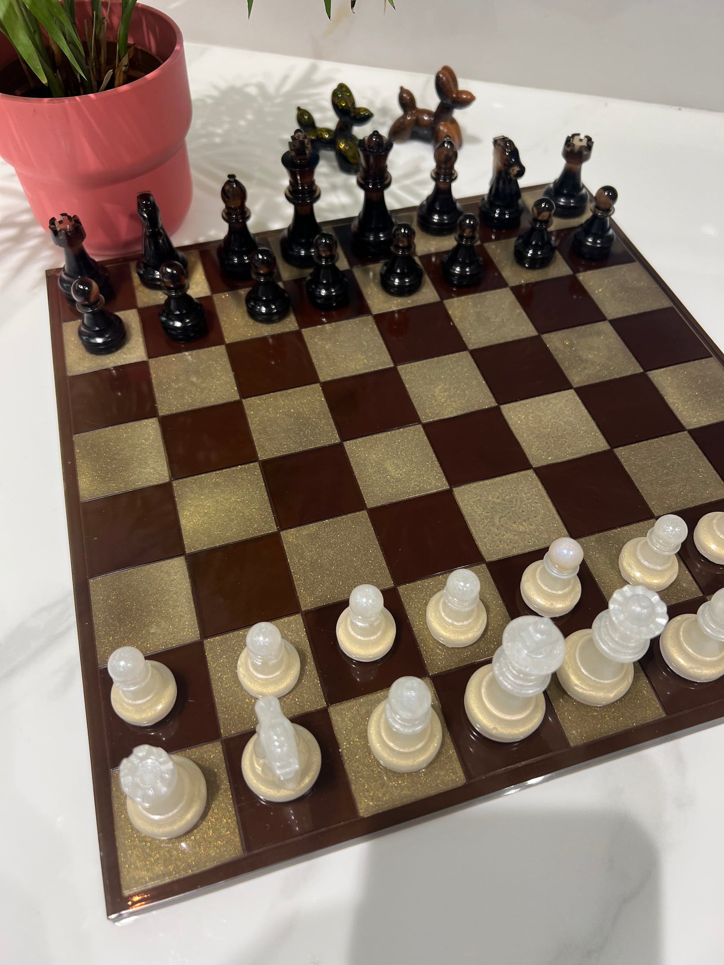 Chess Board Set Game Coffee brown and vanilla