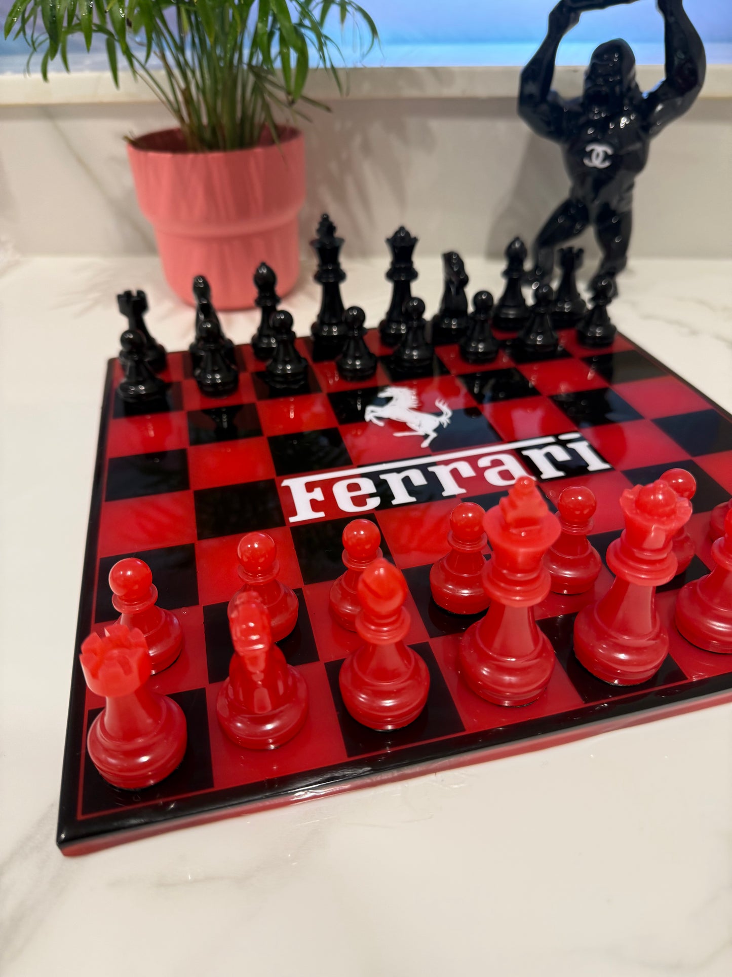 Chess Board Set Ferrari Game red and black