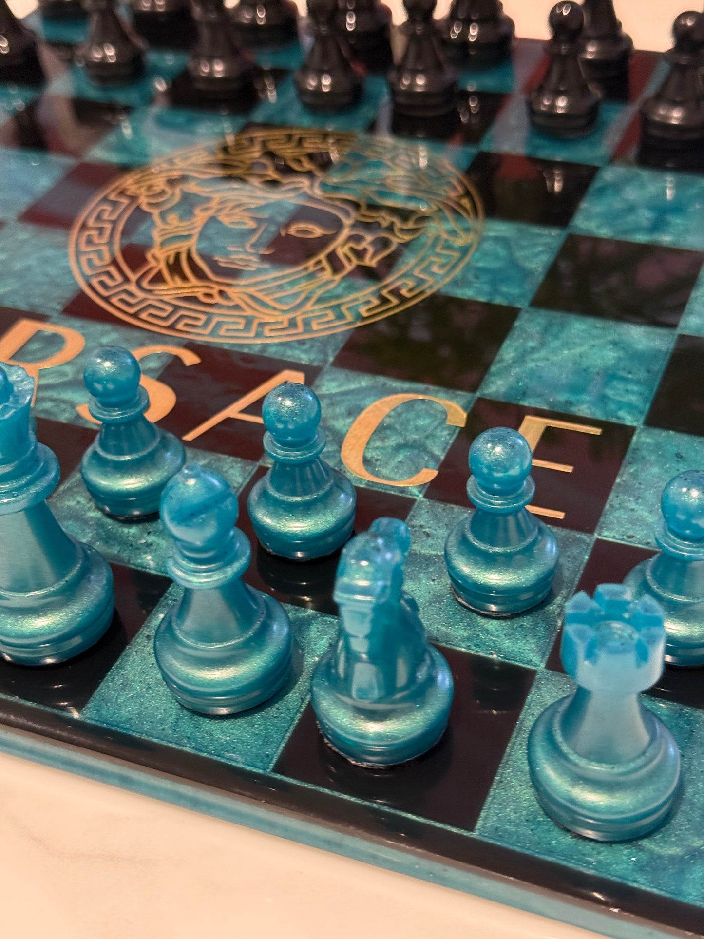 Chess Board Set Versace Game green and black