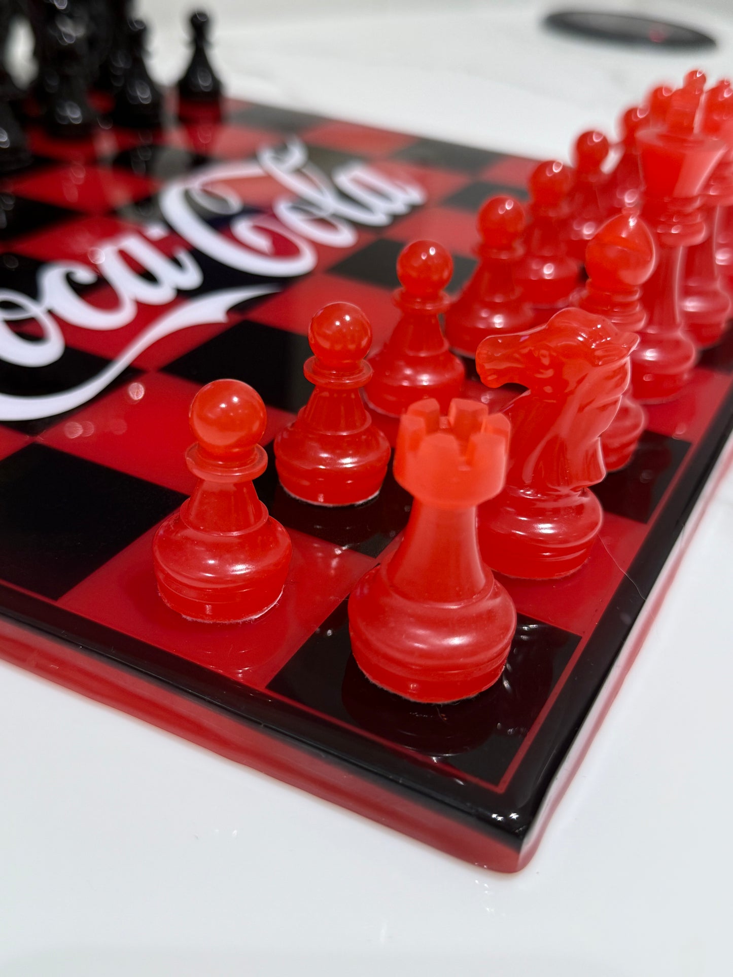 Chess Board Set Coca Cola Game red and black