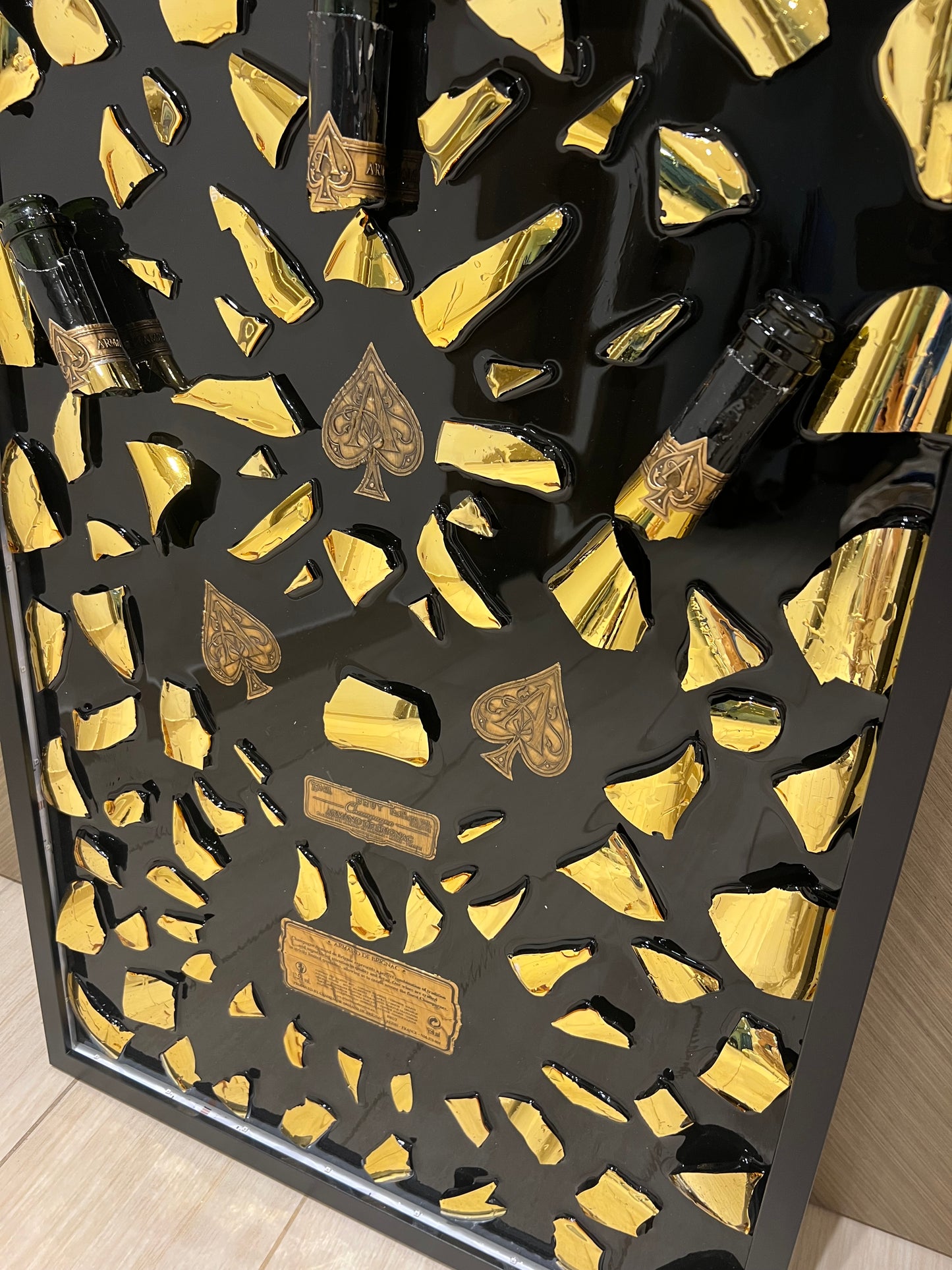 ACE Champagne Gold Broken Bottle art Big frame with LED light