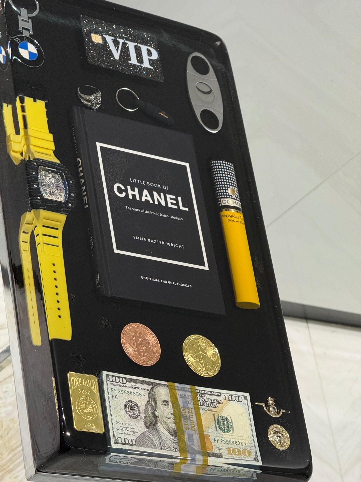 Chanel Book and Richard Mille watch Square Side Table