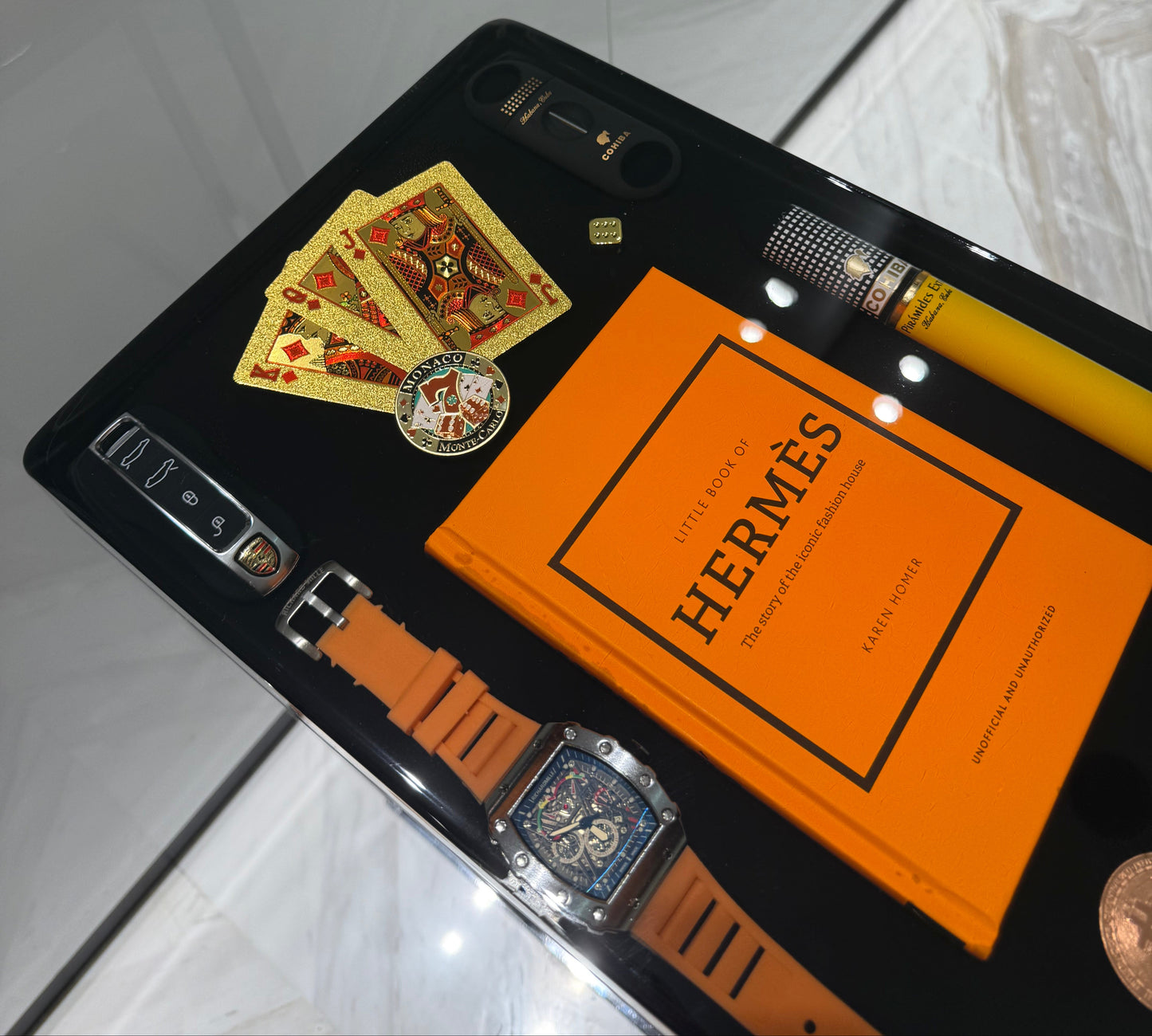 Hermes Book and Richard Mille watch Square Side Table