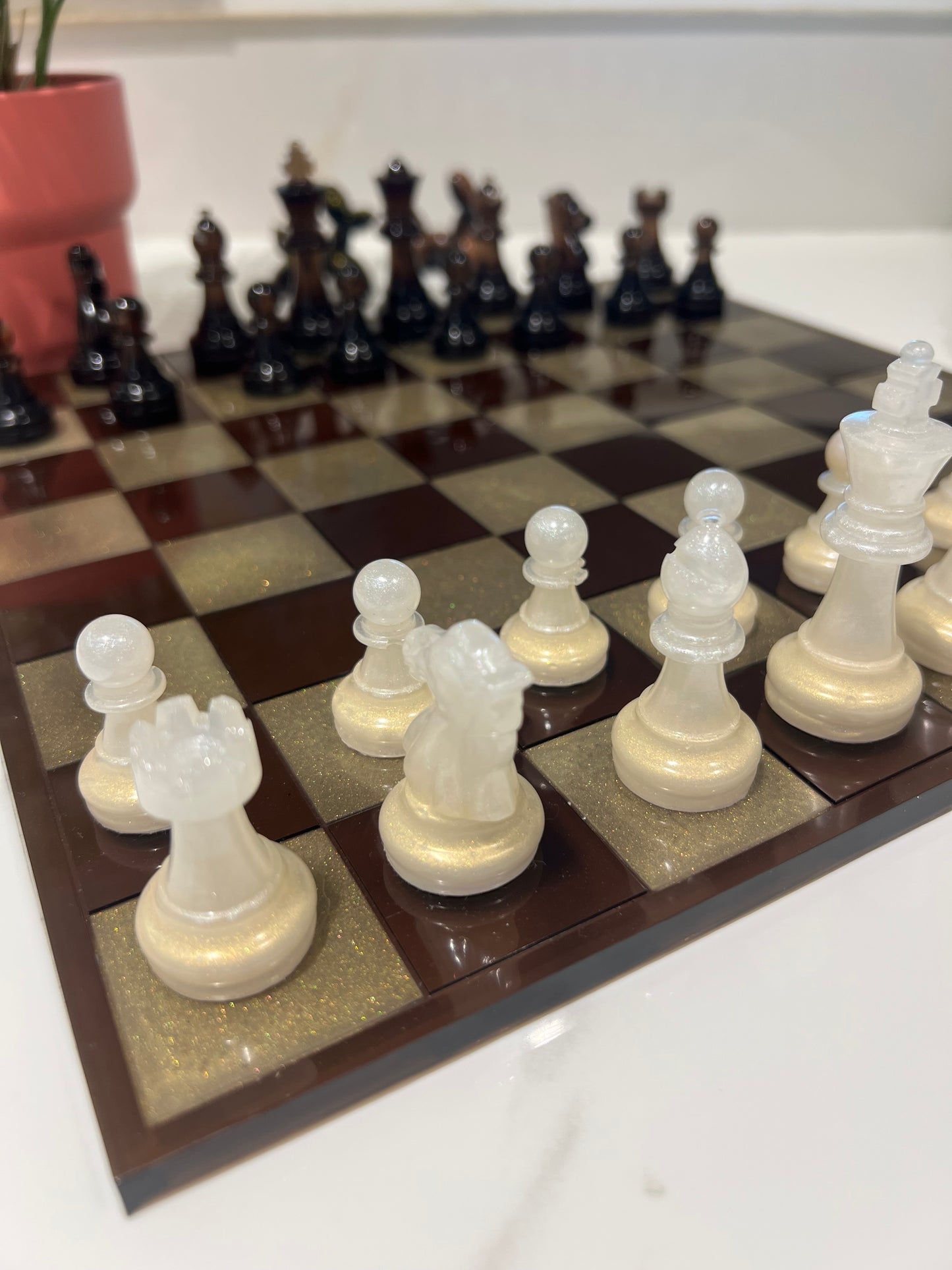 Chess Board Set Game Coffee brown and vanilla