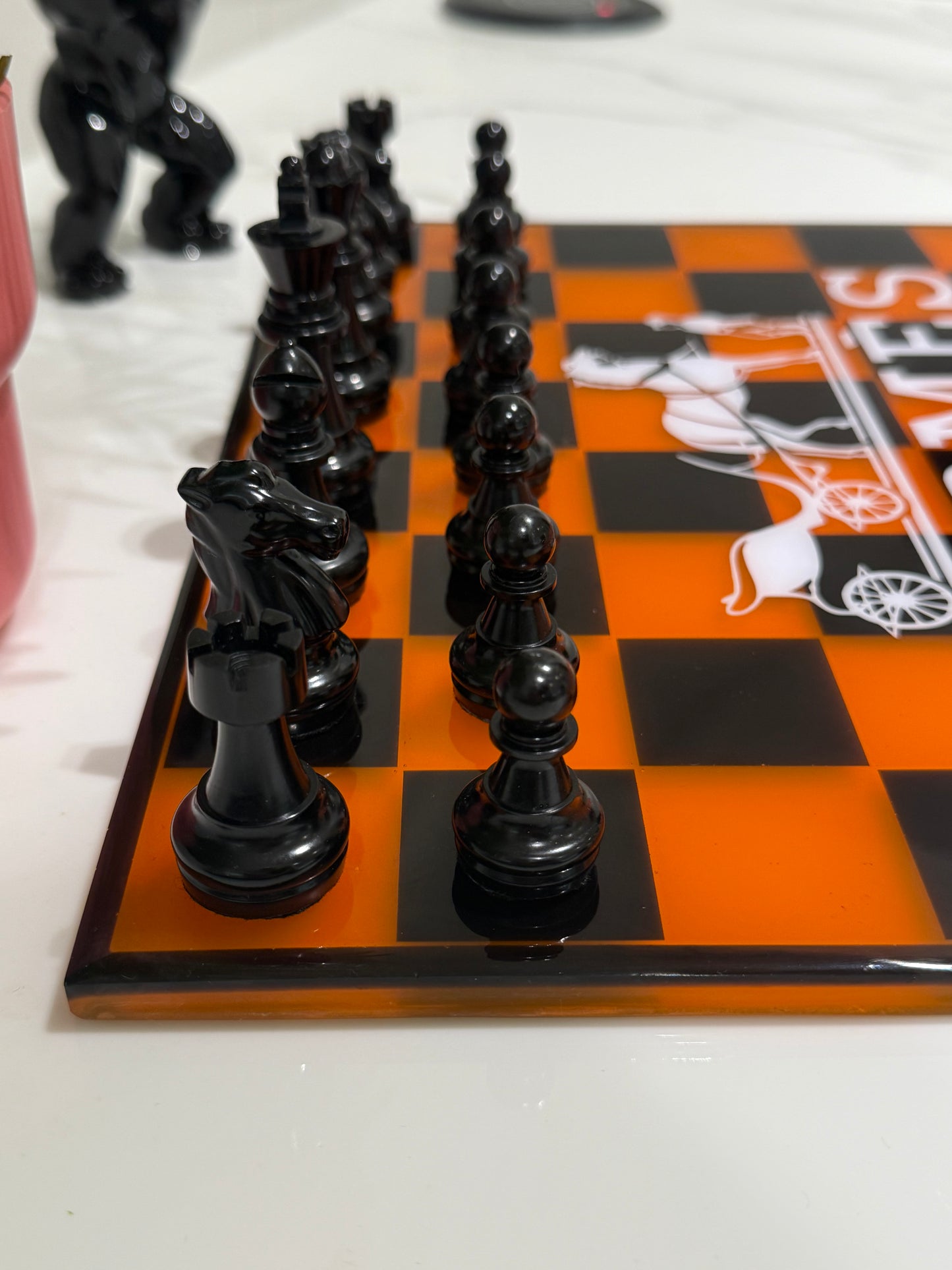 Chess Board Set Hermes Game Orange and black