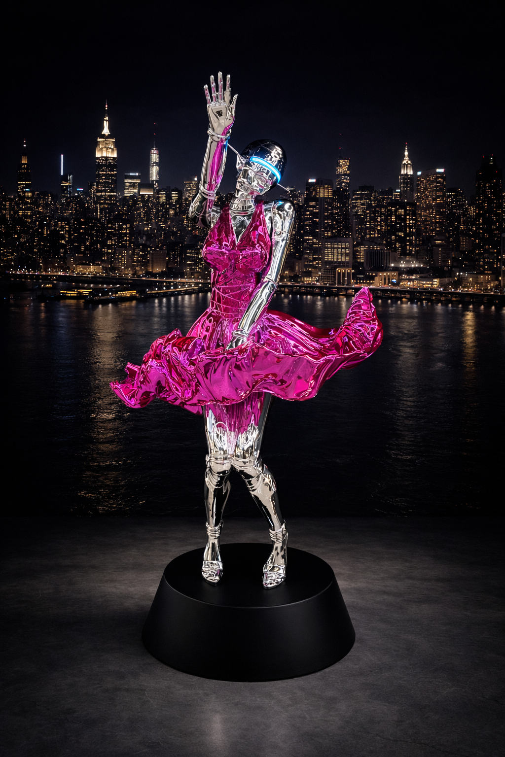 Chrome Couture Sculpture – Luxury Pink Statement Art Piece