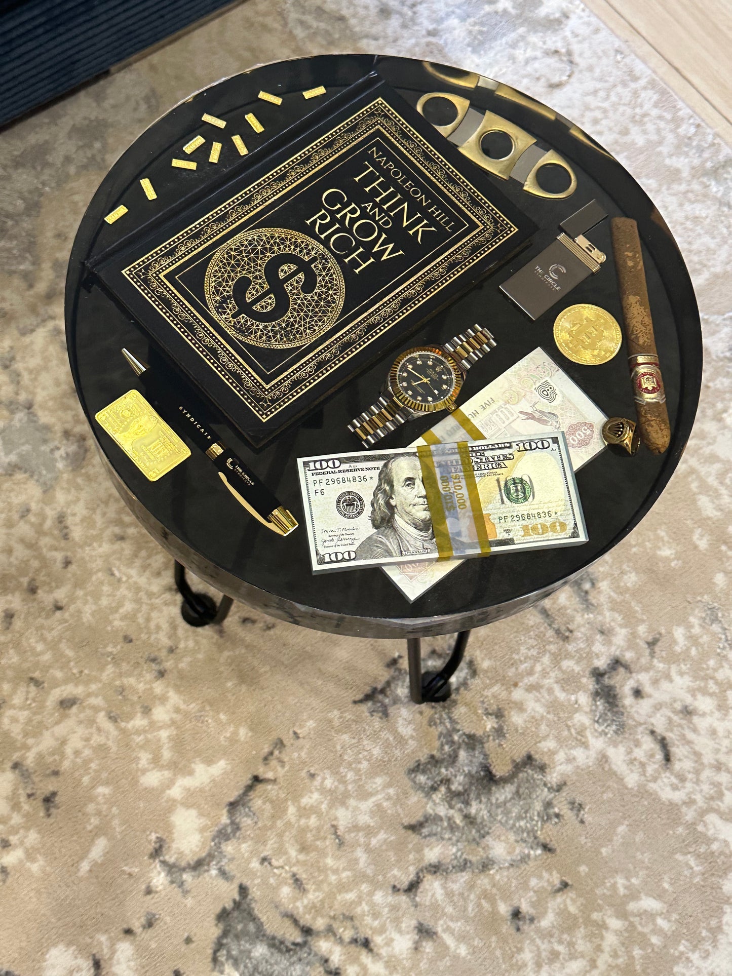 Think and Grow rich book Side Table Black