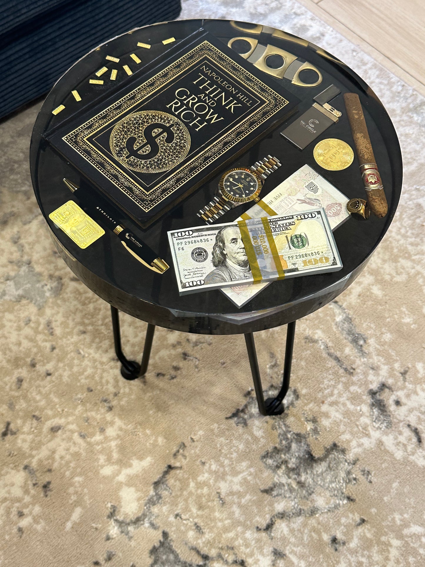Think and Grow rich book Side Table Black