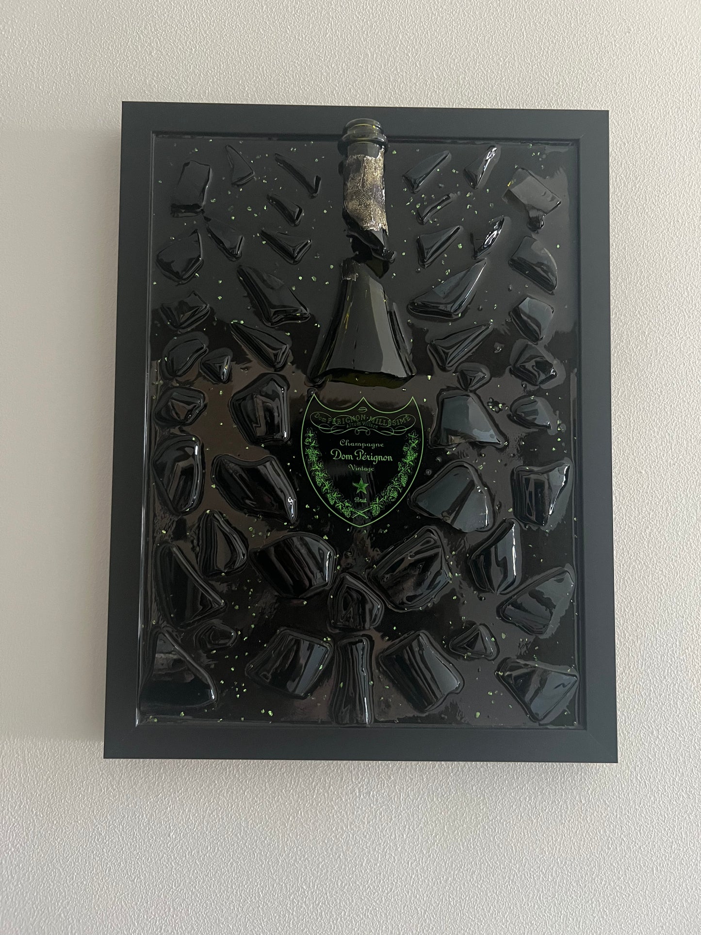 Dom Perignon Champagne Broken Bottle Art Frame