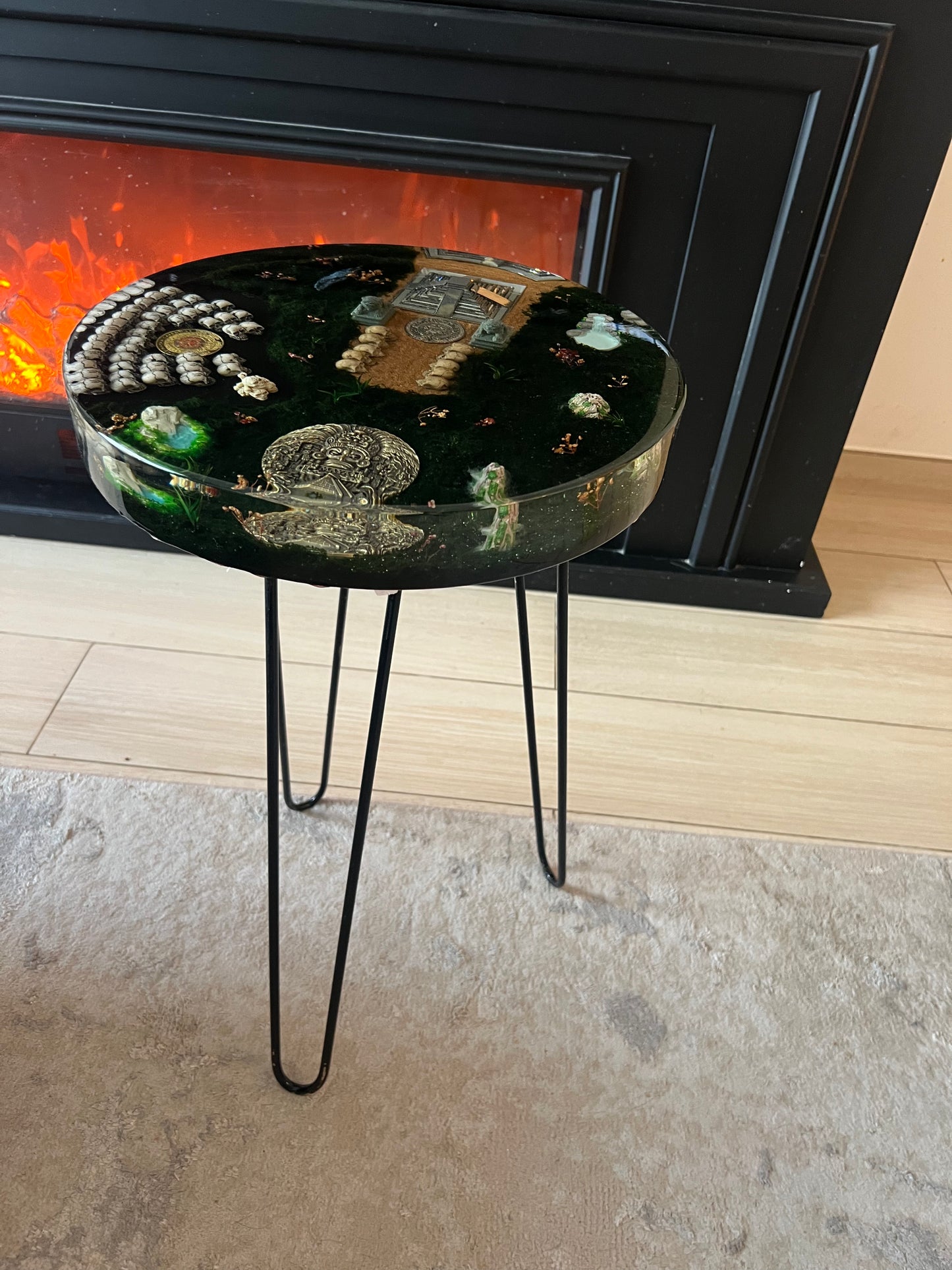 Maya Ancient Civilisation Side Table Dark Green
