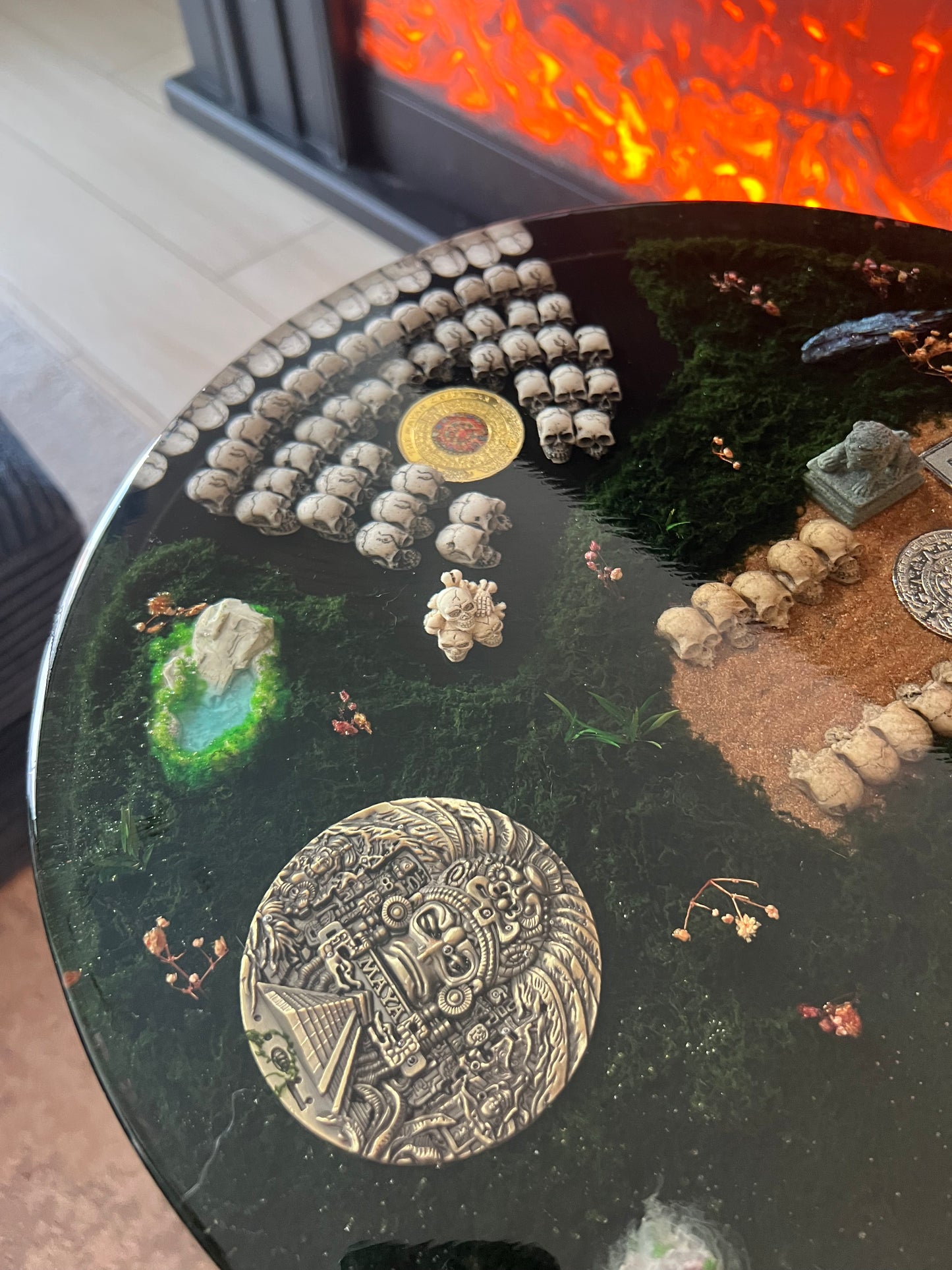 Maya Ancient Civilisation Side Table Dark Green