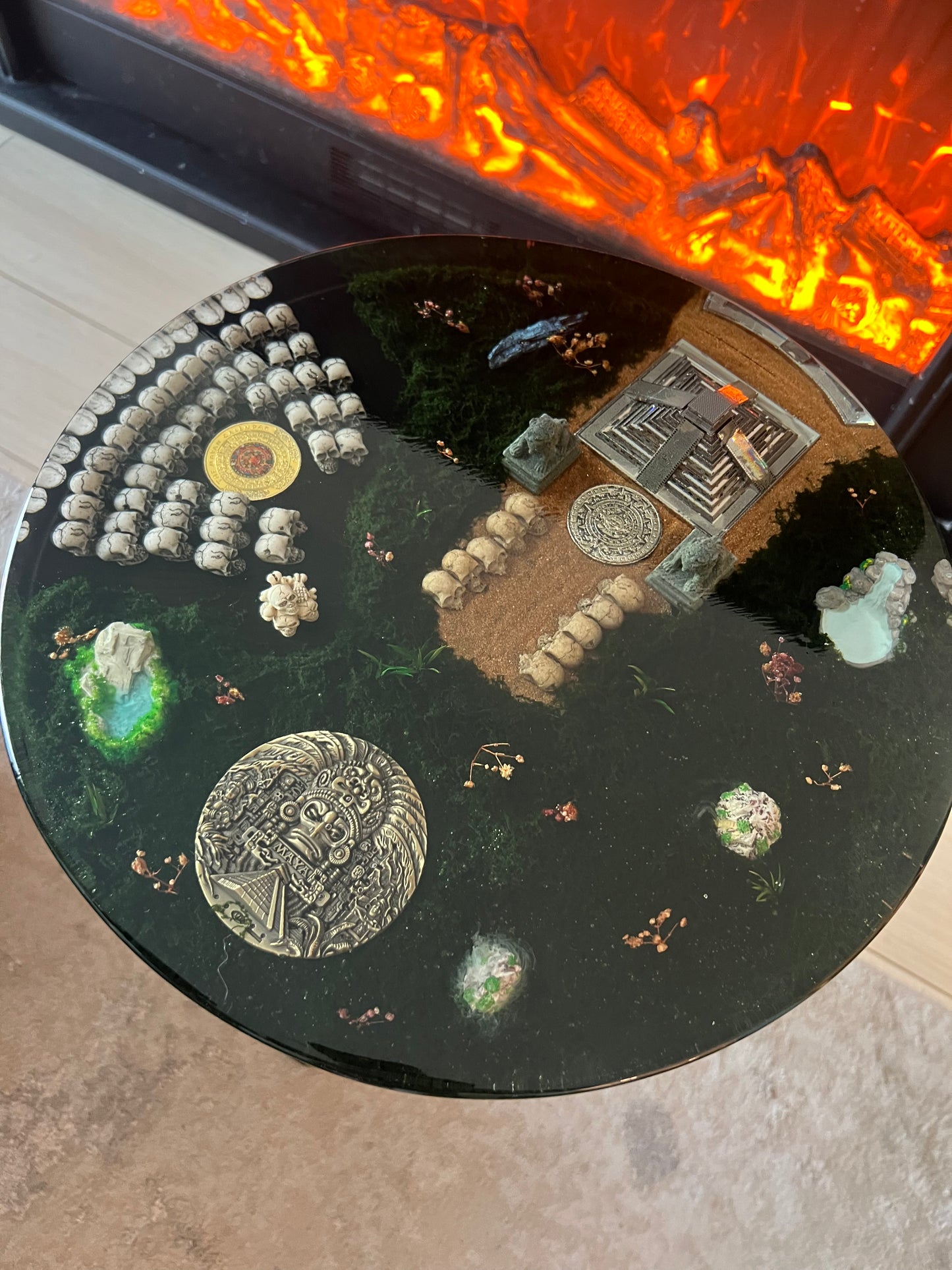 Maya Ancient Civilisation Side Table Dark Green