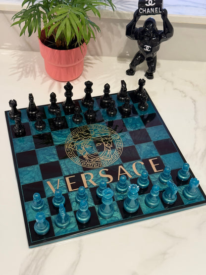Chess Board Set Versace Game green and black