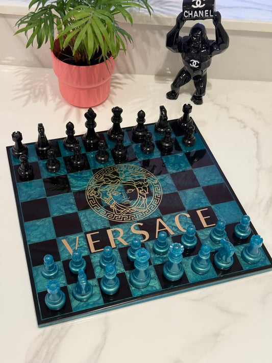 Chess Board Set Versace Game green and black