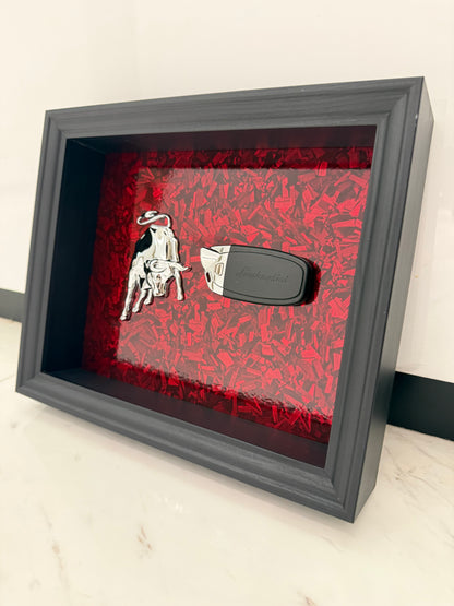 Bull & Key Shadow Box Frame – Luxury Automotive Inspired Wall Art