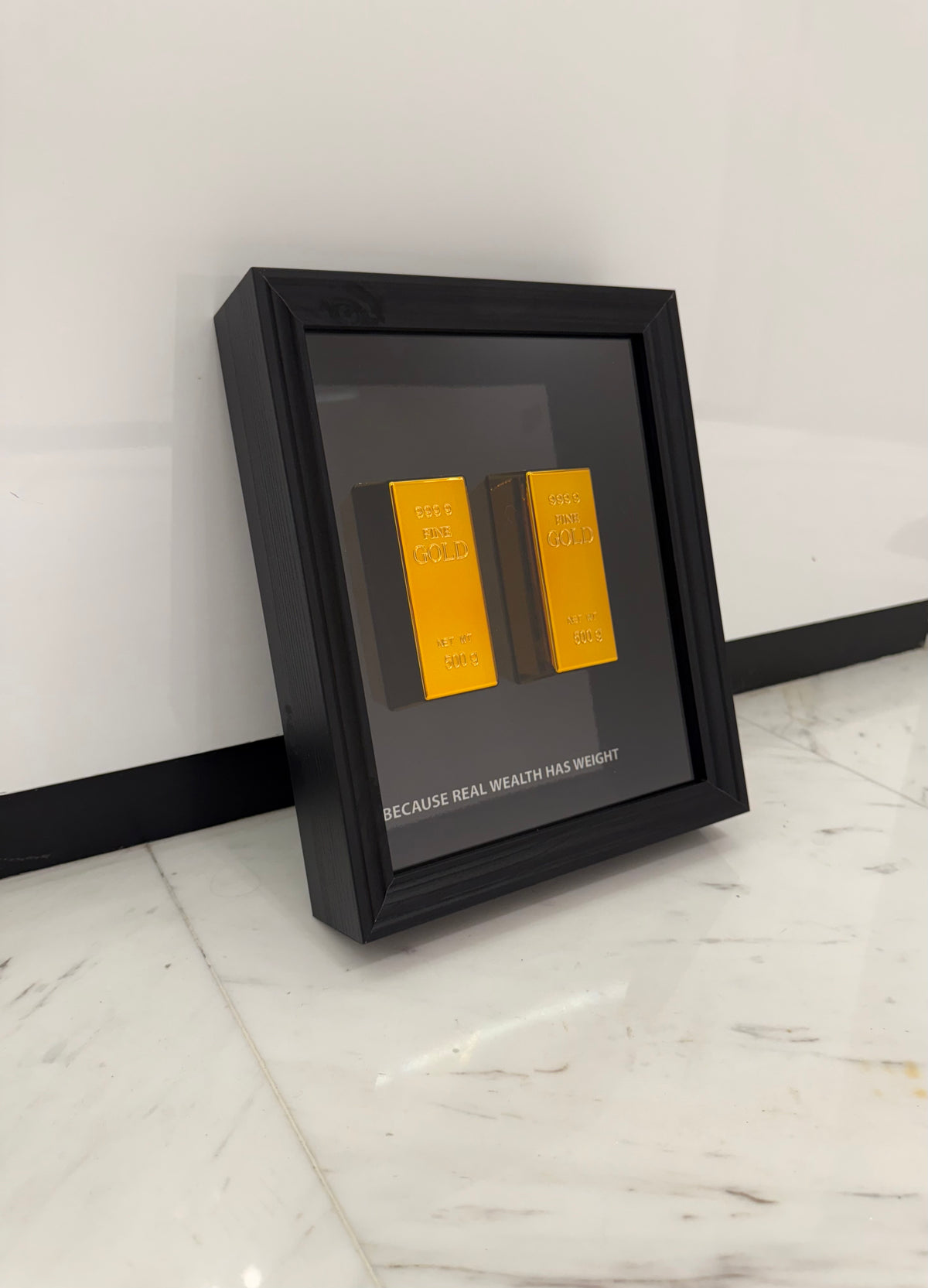 Because Real Wealth Has Weight – Gold Bar Shadow Box Frame