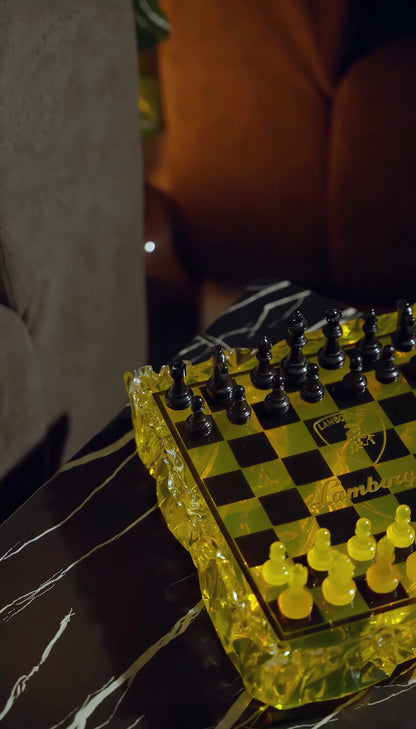 Chess Board Set Lamborghini yellow and black