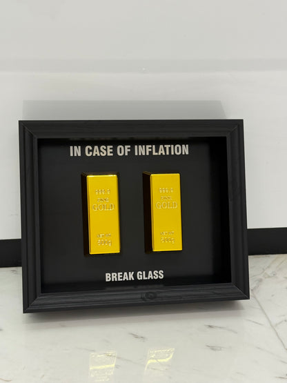 In Case of Inflation – Statement Box Frame with Two 500g Bars