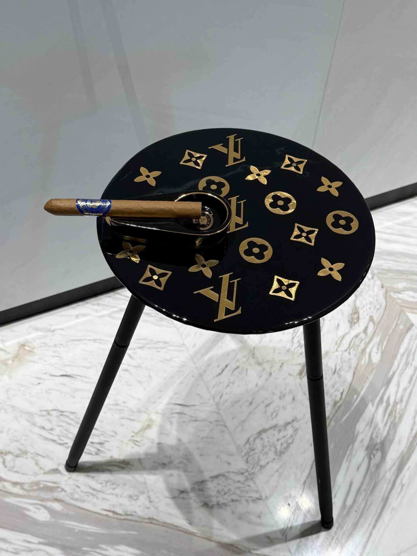 LV Louis Vuitton Side Table Black small