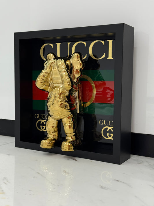 Gold Astronaut in Gucci Box Frame – Luxury Art Meets Iconic Fashion