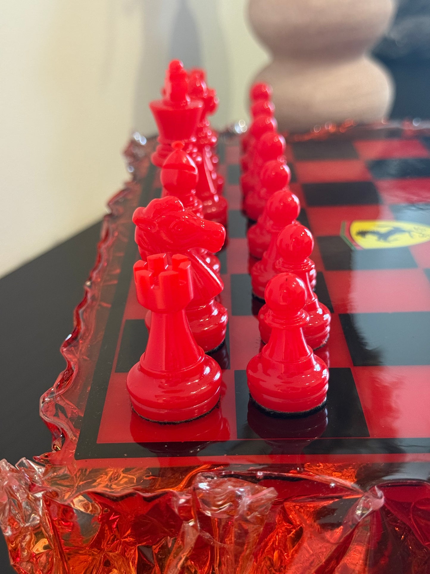 Chess Board Set Ferrari inspired red and black