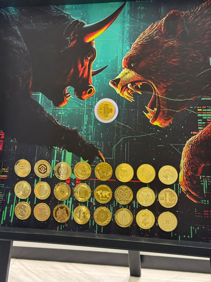 Bull and bear Crypto Shadow Box Frame – Luxury Inspired Wall Art