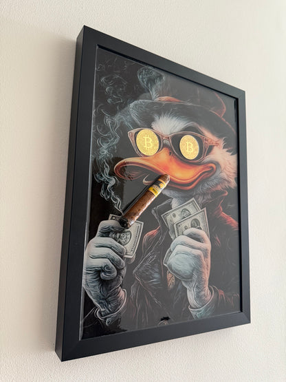 Smoking Duck with Cigar Art Frame black