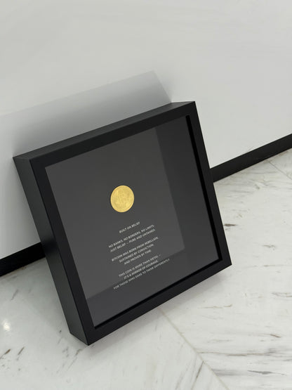 Built on Belief – Golden Bitcoin Box Frame