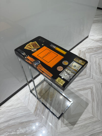 Hermes Book and Richard Mille watch Square Side Table
