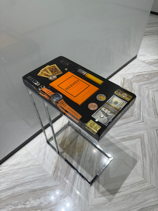 Hermes Book and Richard Mille watch Square Side Table