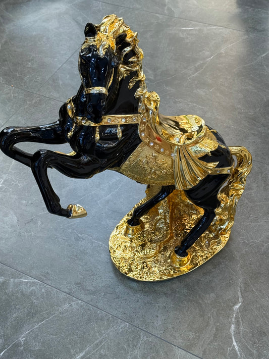 Black & Gold Horse Sculpture – A Symbol of Power, Prestige, and Victory
