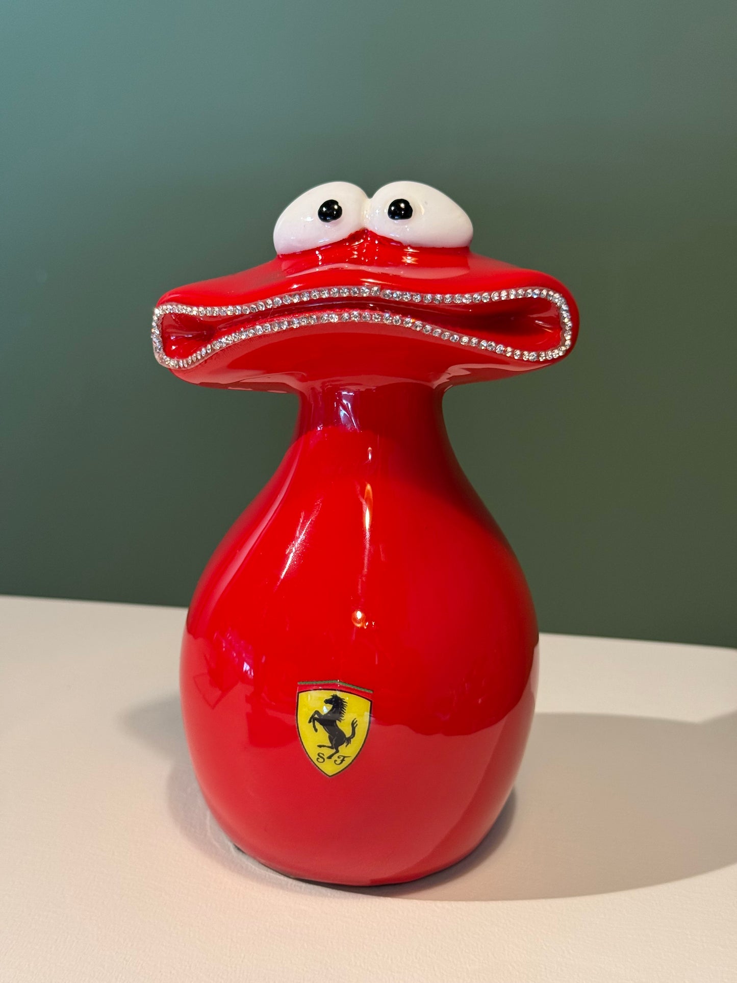 Luxury Red Motorsport Frog Sculpture Supercar Inspired Collectible Art