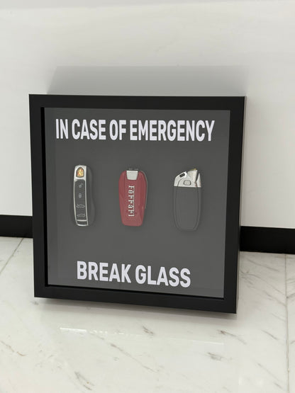 In Case of Emergency Box Frame – Ferrari, Lamborghini & Porsche Keys