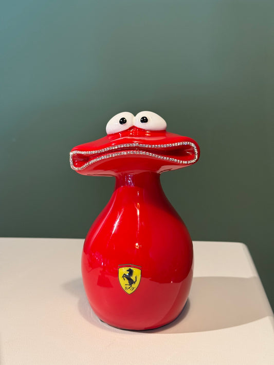 Luxury Red Motorsport Frog Sculpture Supercar Inspired Collectible Art