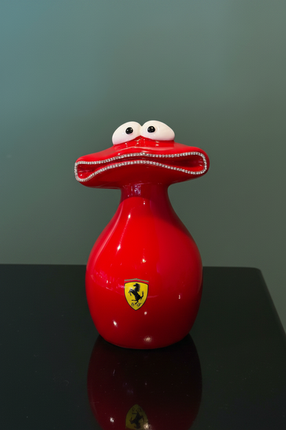 Luxury Red Motorsport Frog Sculpture Supercar Inspired Collectible Art