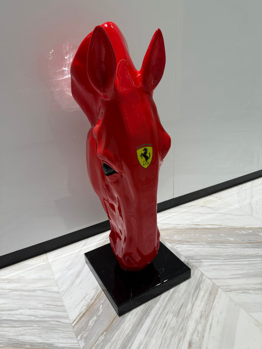 Red Ferrari horse Sculpture - Signature Edition