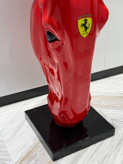 Red Ferrari horse Sculpture - Signature Edition