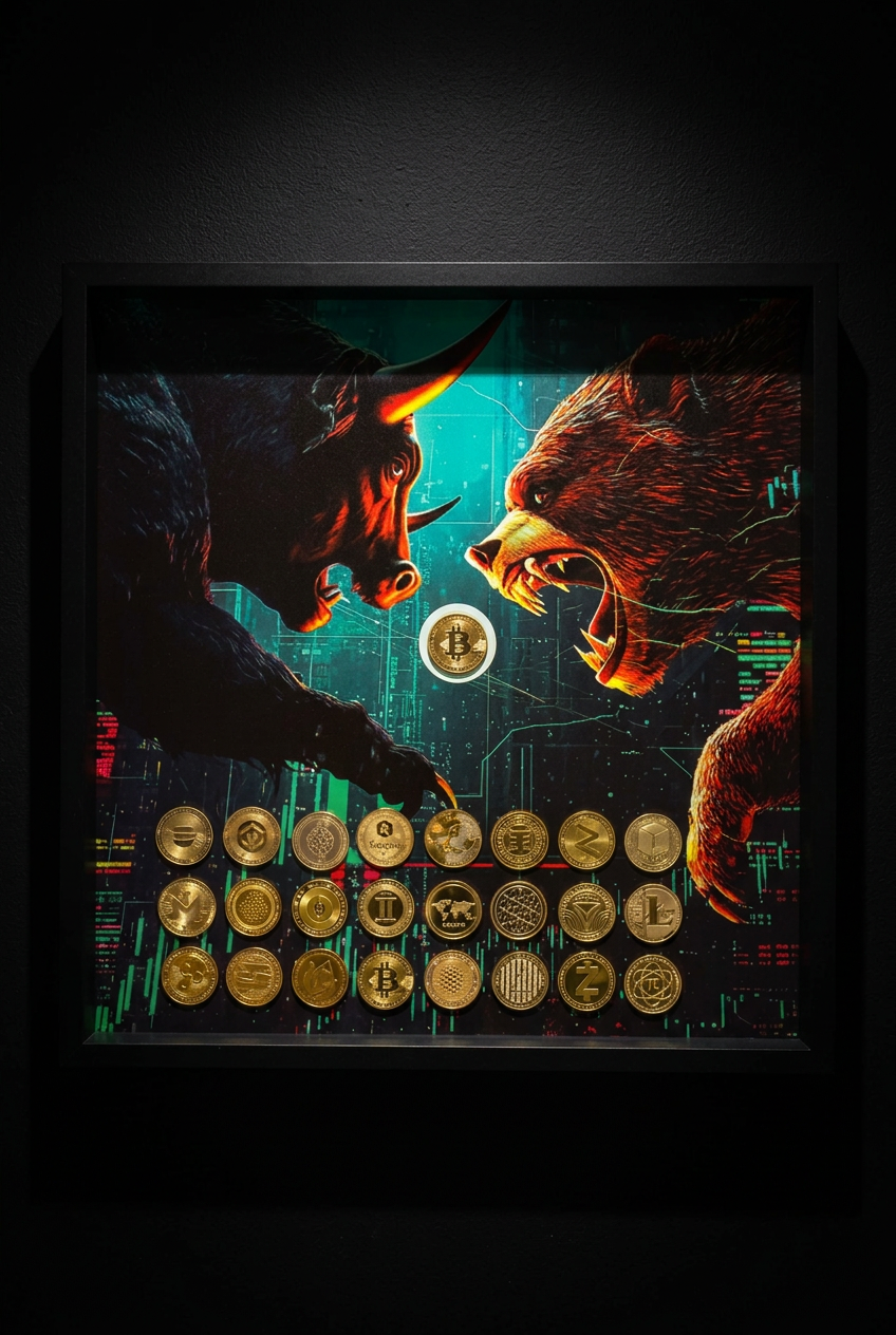 Bull and bear Crypto Shadow Box Frame – Luxury Inspired Wall Art