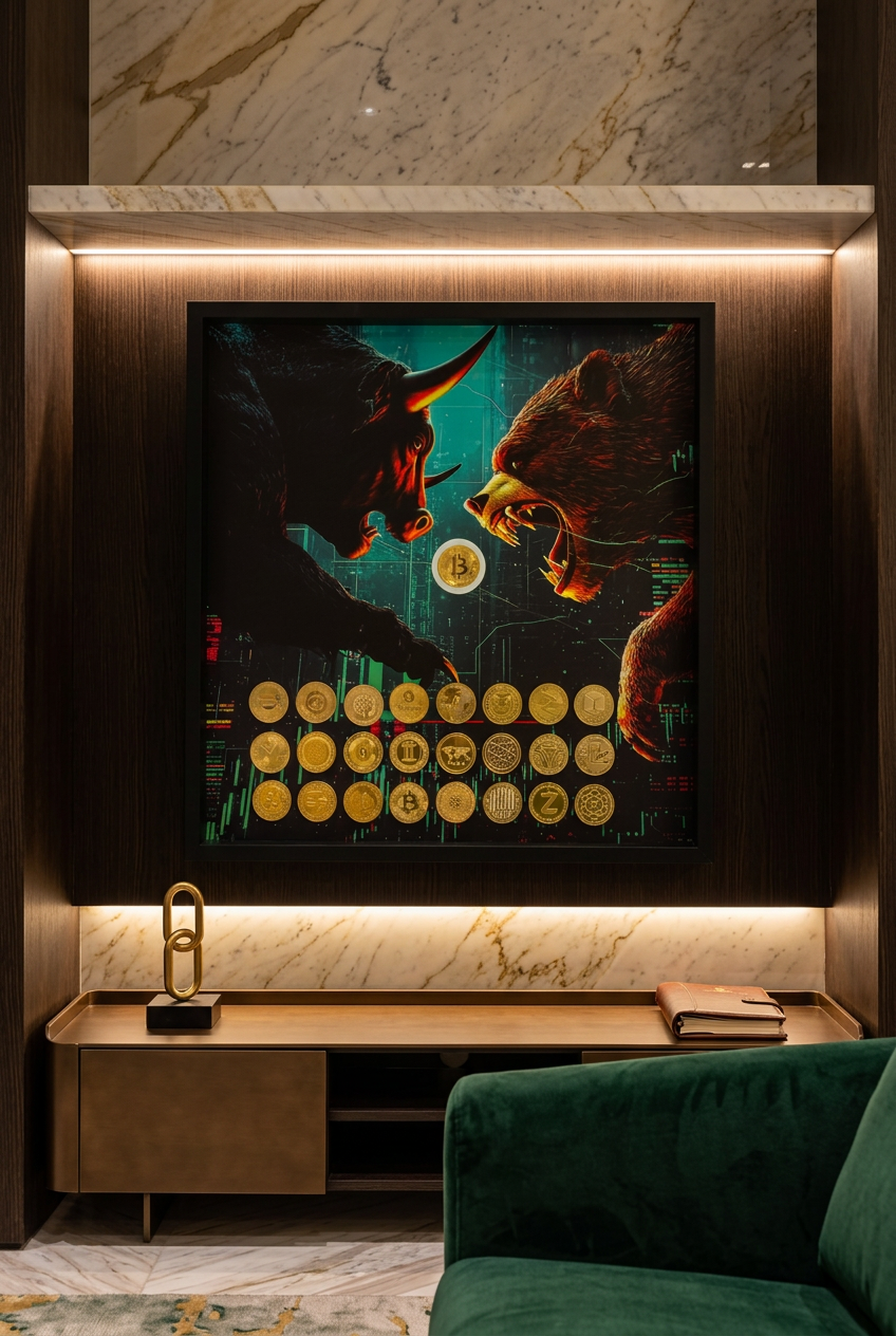 Bull and bear Crypto Shadow Box Frame – Luxury Inspired Wall Art
