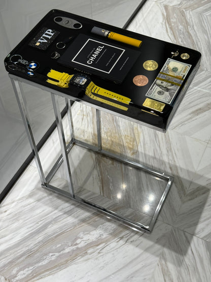 Chanel Book and Richard Mille watch Square Side Table