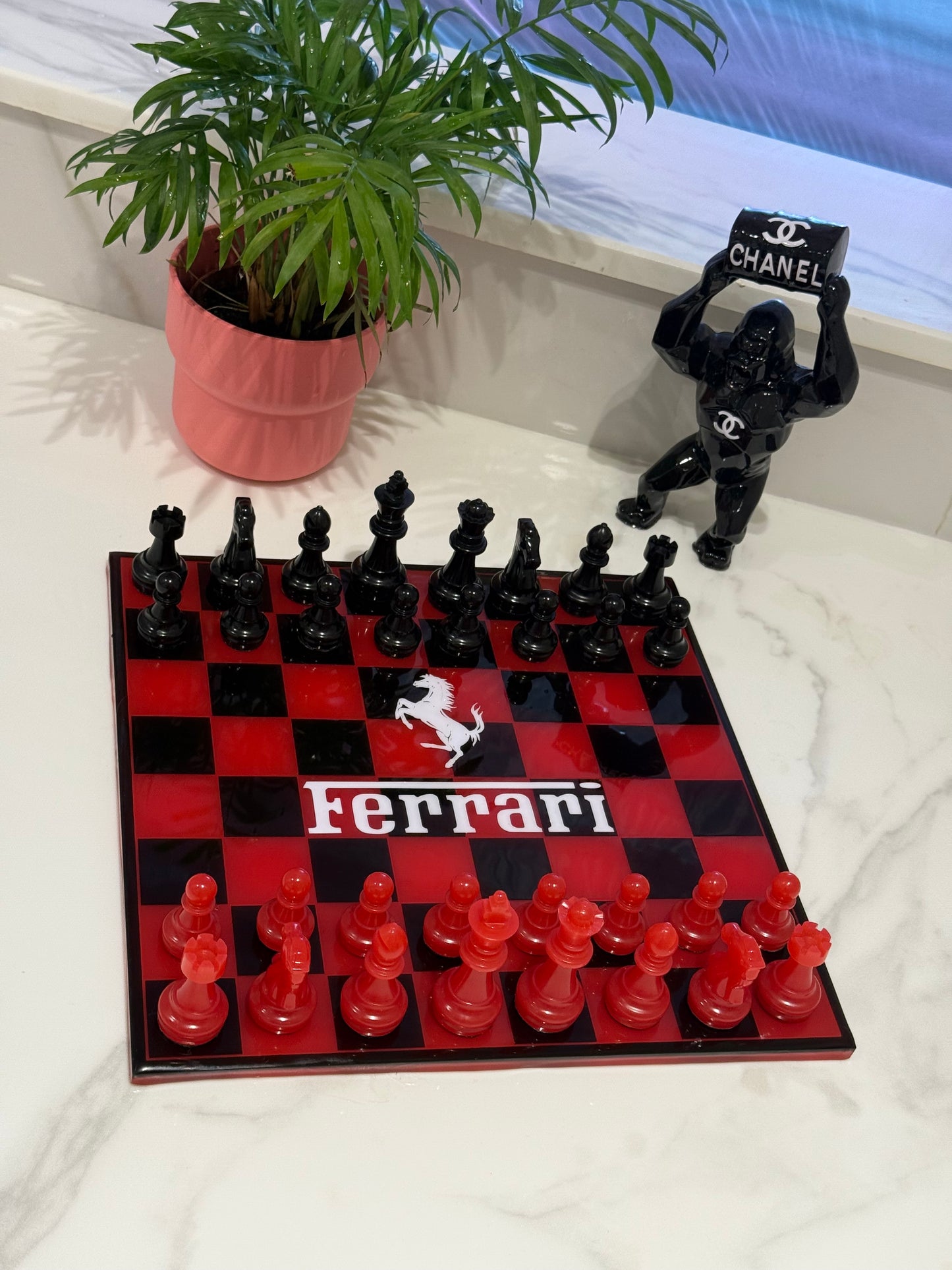 Chess Board Set Ferrari Game red and black