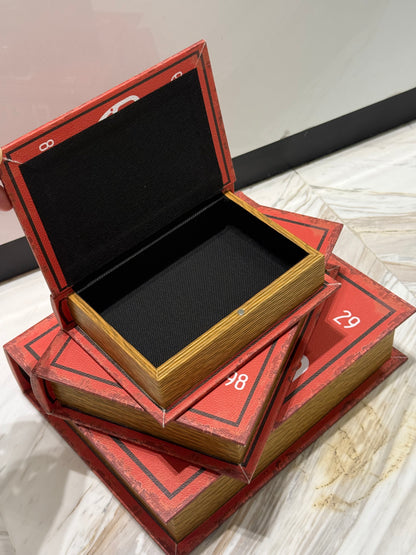 Vintage Racing-Inspired Hidden Storage 3-pieces Book set