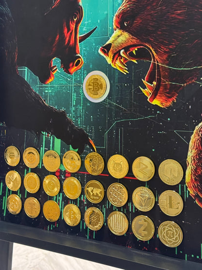 Bull and bear Crypto Shadow Box Frame – Luxury Inspired Wall Art