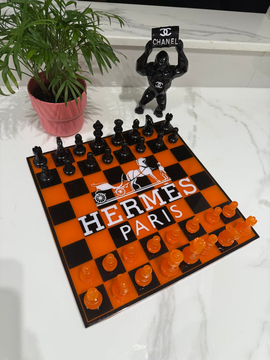 Chess Board Set Hermes Game Orange and black