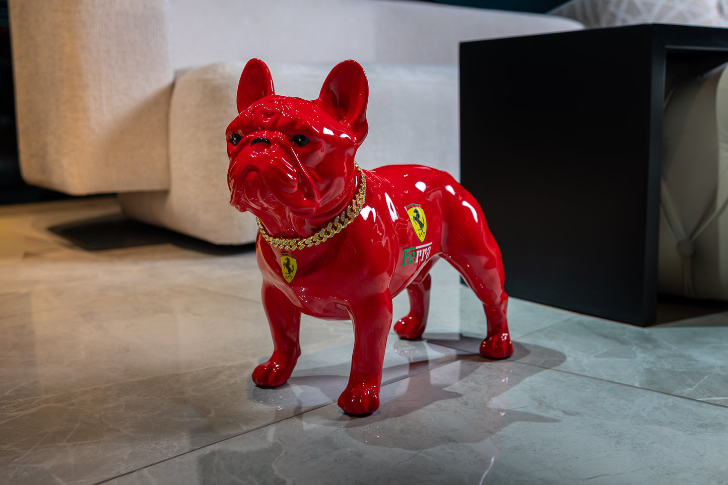 Red Ferrari Dog Sculpture with Designer Accents- Exclusive Edition