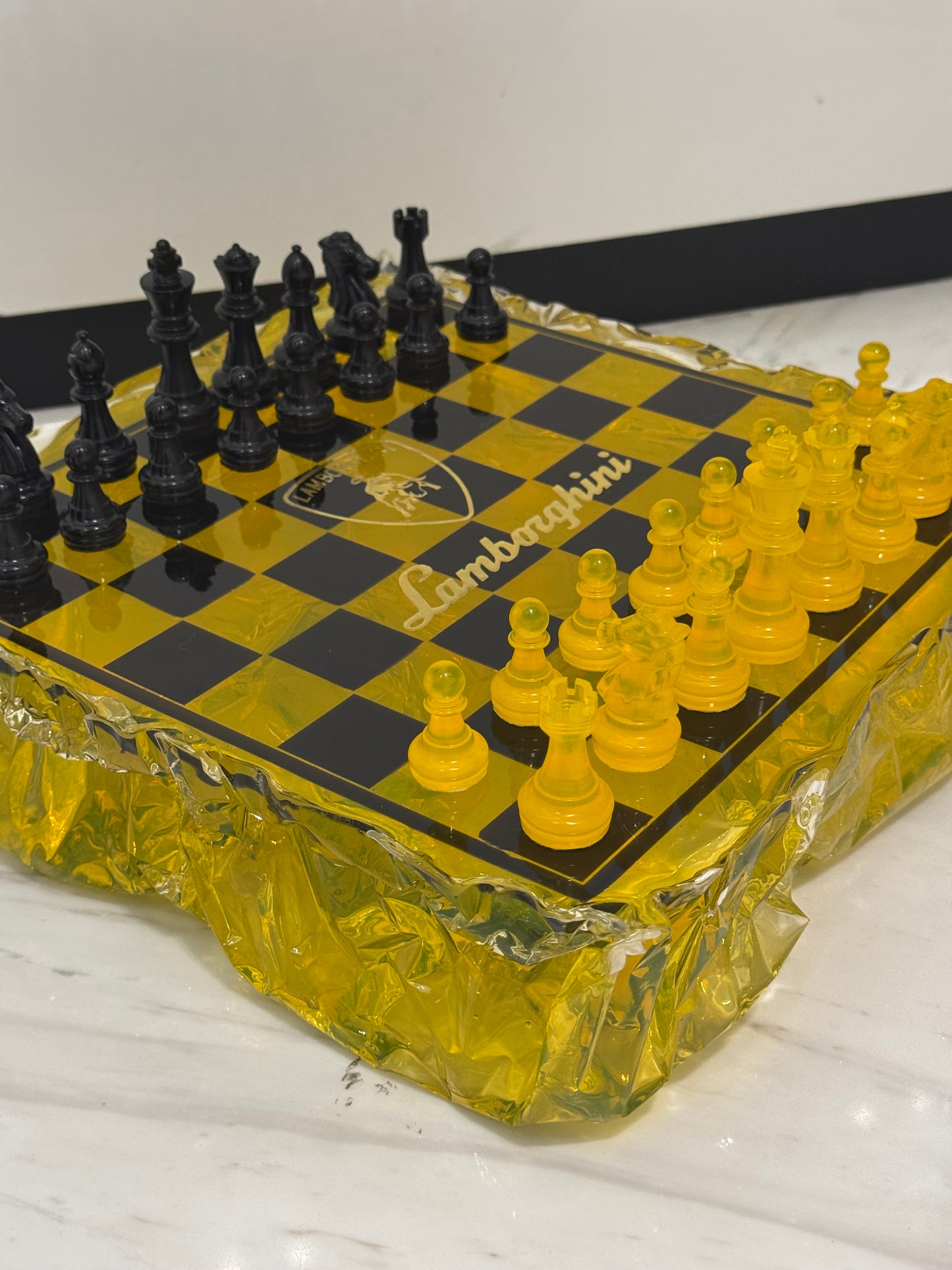 Chess Board Set Lamborghini yellow and black