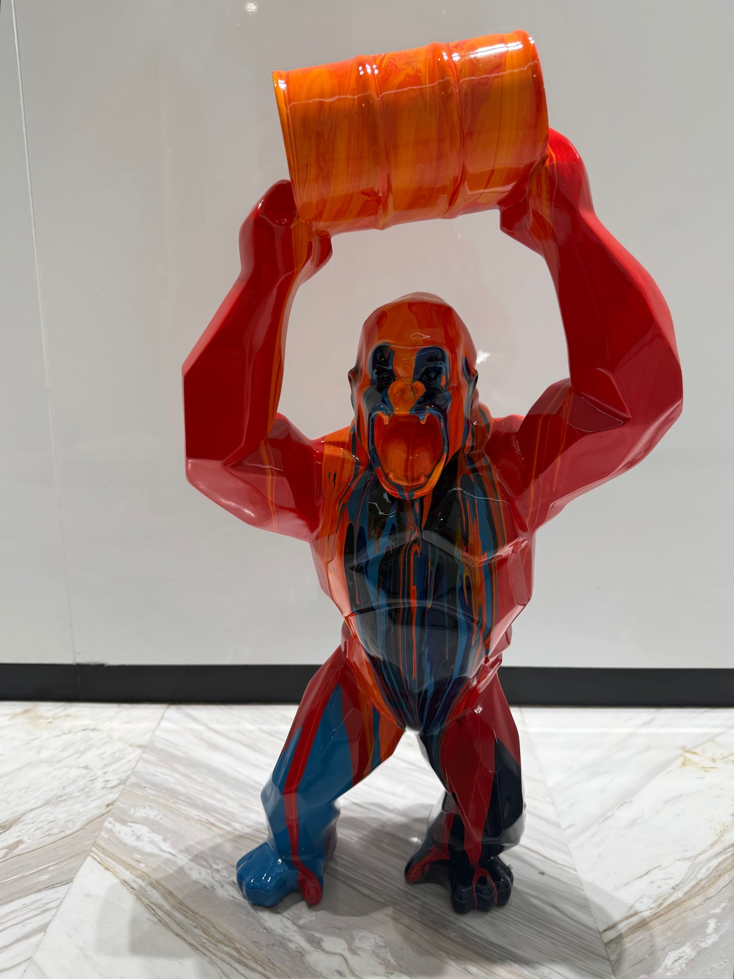 Red Gorilla Sculpture colorful